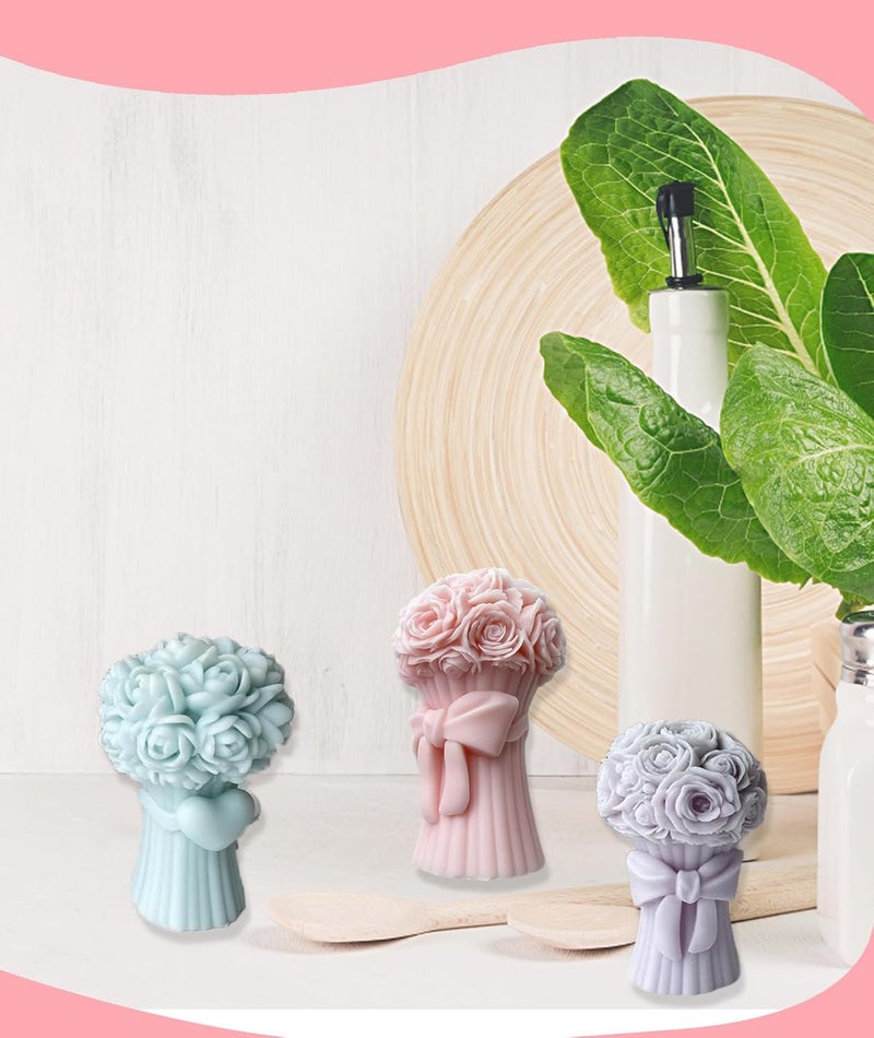 OXYGLOBE Candle Mould Silicone, Pillar Candle Mould for Bouquet Candle Making Ideal for Aromatherapy Candle Creation, Pillar Candle Mould Silicone Perfect for Valentine's Day Gifts Durable Design - Image 5