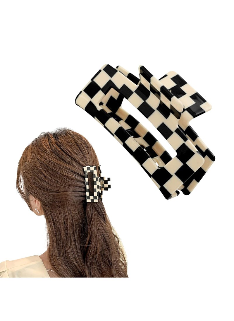 AEGYPIUS - AEGYPIUS Checker Claws Tortoise Barrettes Claw Clips for Womens Hair  Acetate Material Classic Lattice Pattern NoSlip Grip Square Hair Claw Clips Wide Occasion Large Hair Accessories for Girls - Image 1