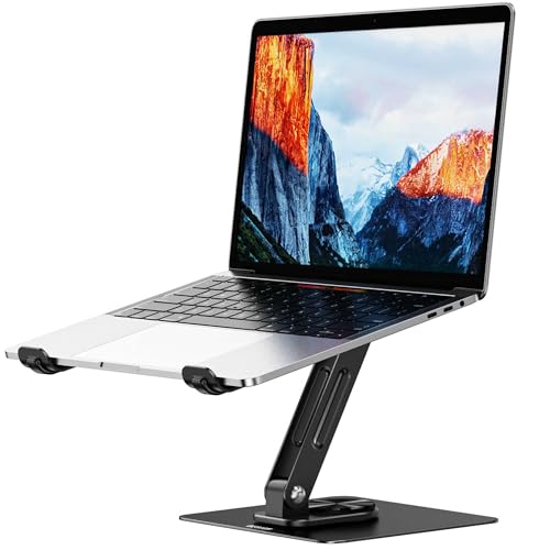 BESIGN LS12 Laptop Stand with 360 Rotating Base Ergonomic Adjustable Notebook Holder Computer Riser Stand Compatible with Air Pro Dell HP Lenovo More 1014 Laptops Black - Image 1