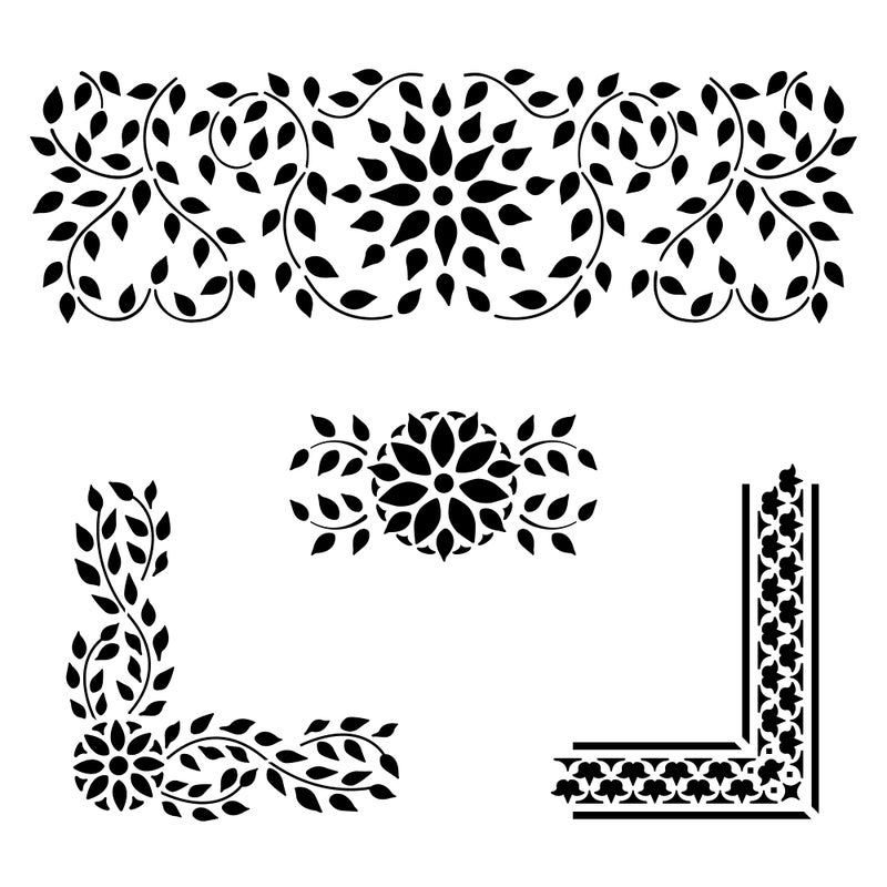 Indian Inlay Stencil Details 10 mil Plastic  Decor Stencils for Painting on Wood Wall Tile Canvas Paper Fabric Furniture and Floor  Reusable Stencil  FS015 by Designer Stencils
