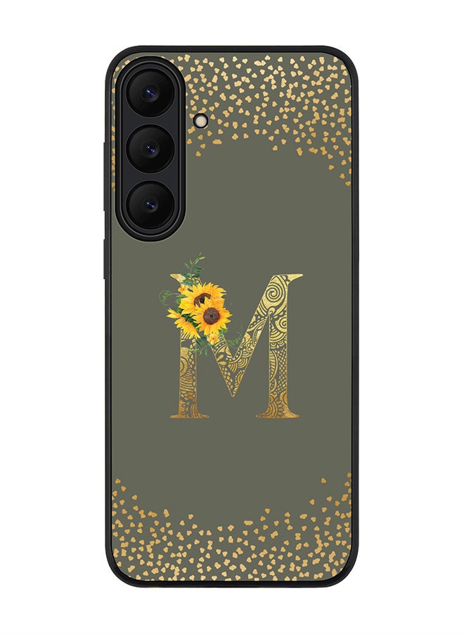 For Samsung Galaxy S25 FE Case,Slim fit Camera Protection, Shockproof Thin Phone cover  - Custom Floral Monogram - M  (Olive Green )