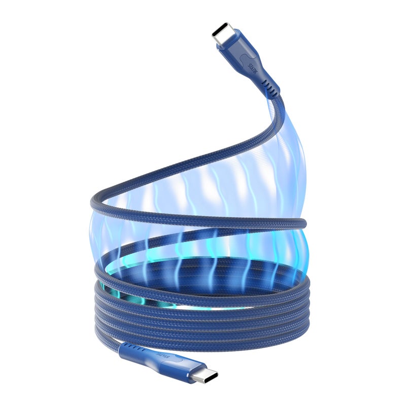 Statik MagStack Pro USB C to USB C Cable, Magnetic Type C Charger Fast Charging Cord, On The Go Magnetic Charging Cable for Car, Compatible with 16 Pro Max, 15, Galaxy S21 S20 Ultra, Navy 100W 6FT/2M - Image 1