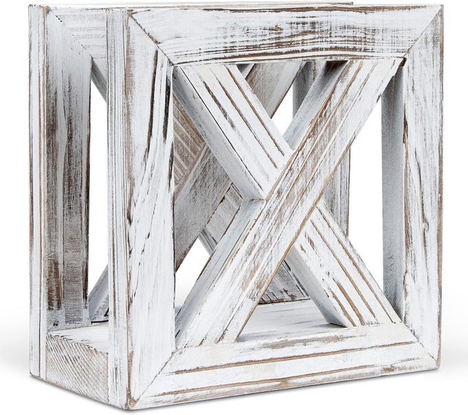 FARMHOUSE WOODEN NAPKIN HOLDER FOR TABLES RUSTIC KITCHEN DECOR FOR COUNTER IDEAL NAPKIN DISPENSER FOR DINING COUNTER TOPS WHITE