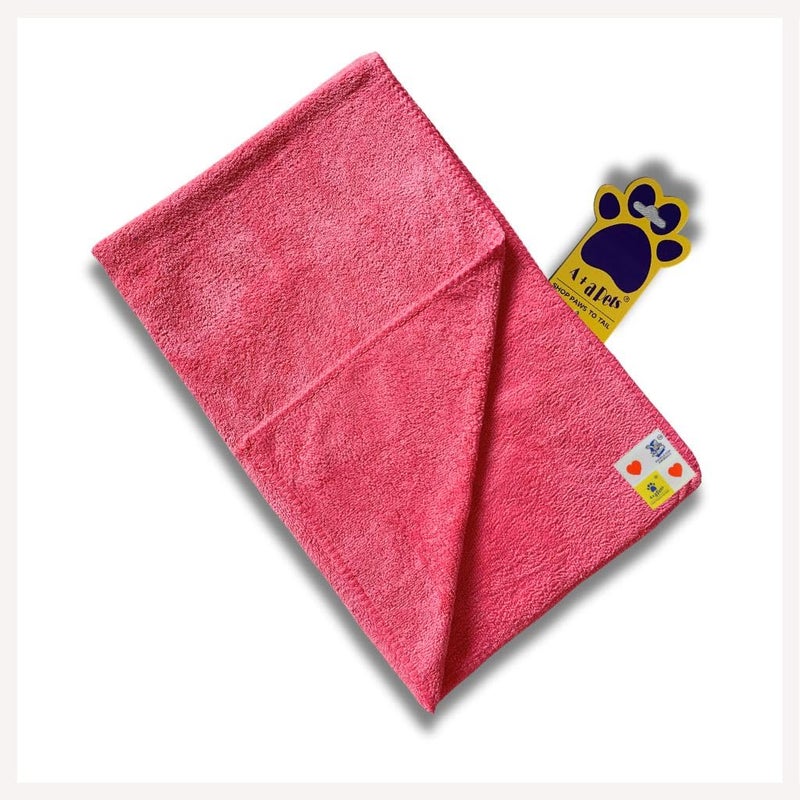 A+a Pets Aa Pets Quick Dry Microfiber Pet Shower Towel Super Absorbent Dog Towel No Piling Cat Grooming Towel Pink - Image 1