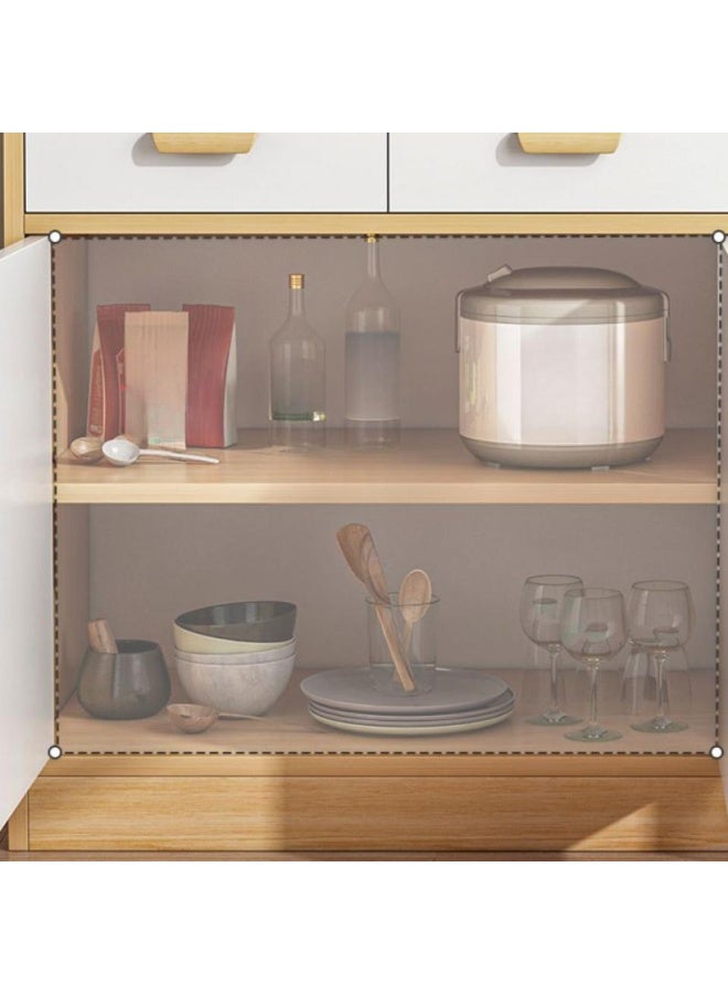 إيونتو خزانة جانبية عصرية - وحدة تخزين بثلاثة أدراج وثلاثة أبواب مع سطح عمل ناعم، ومقابض خشبية منحنية، وتشطيب بلون القيقب، وهيكل من الخشب الليفي متوسط ​​الكثافة والخشب الصلب للمطبخ وغرفة الطعام وغرفة المعيشة - Image 5