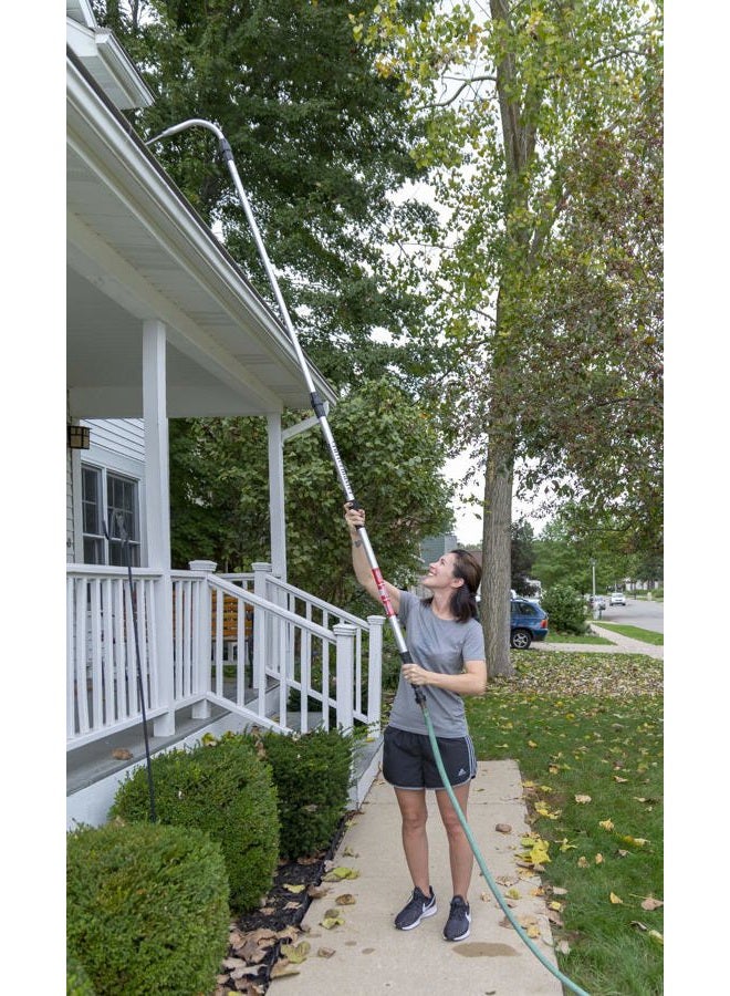 GUTTER MASTER Classic Telescopic Water Fed Pole with Curved End, Connects to Most Garden Hoses, No Special Attachments Needed, Extends 12 Feet - Image 4