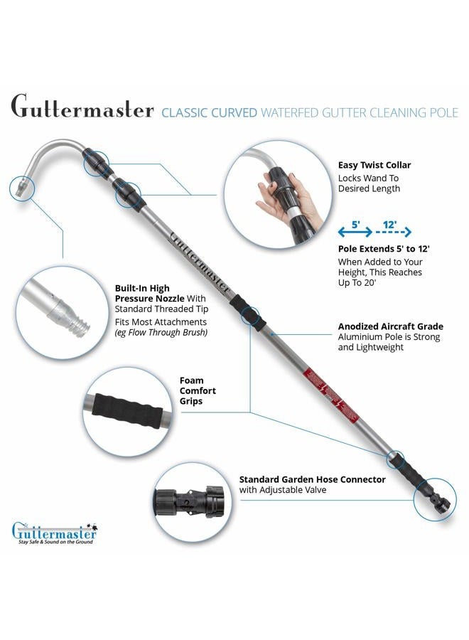 GUTTER MASTER Classic Telescopic Water Fed Pole with Curved End, Connects to Most Garden Hoses, No Special Attachments Needed, Extends 12 Feet - Image 2