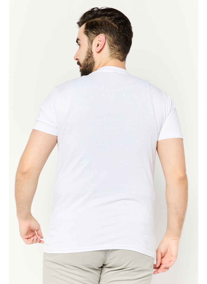 Cavalli Class Men Crew Neck Short Sleeve Graphic Print T-Shirts, White  - Image 4