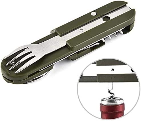 Linist Portable 7in1 Stainless Steel Travel Tableware Detachable Outdoor Cutlery Picnic Tableware Combination Detachable Spoon and Fork Cork Opener and Can Opener - Image 4