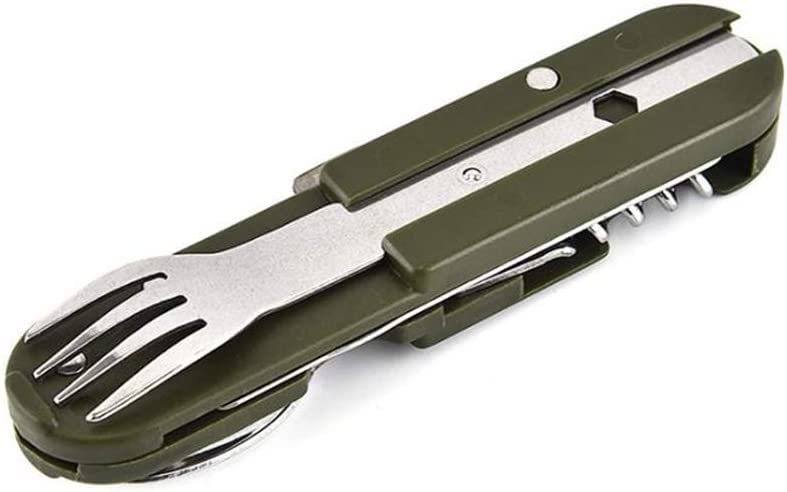 Linist Portable 7in1 Stainless Steel Travel Tableware Detachable Outdoor Cutlery Picnic Tableware Combination Detachable Spoon and Fork Cork Opener and Can Opener - Image 2