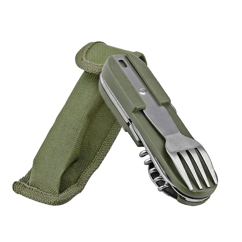 Linist Portable 7in1 Stainless Steel Travel Tableware Detachable Outdoor Cutlery Picnic Tableware Combination Detachable Spoon and Fork Cork Opener and Can Opener - Image 1