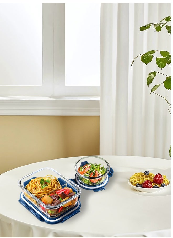 DUNISO 2 pieces glass kitchen meal preparation containers, 1040ml, 750ml, with durable lock lids, meal preparation containers, children's and adult glass bento boxes, bento lunch boxes  - Image 4