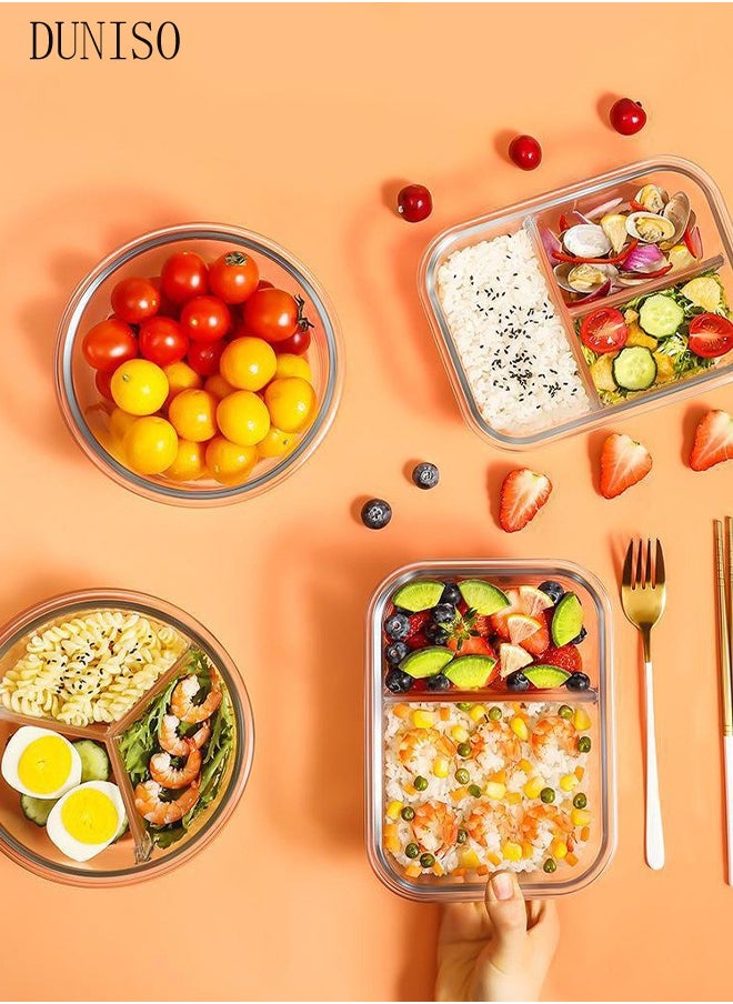 DUNISO 2 pieces glass kitchen meal preparation containers, 1040ml, 750ml, with durable lock lids, meal preparation containers, children's and adult glass bento boxes, bento lunch boxes  - Image 2