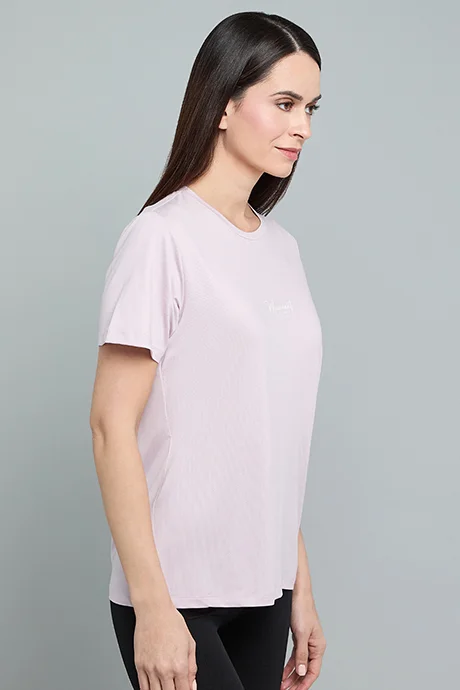 أر أند بي Solid Active T-Shirt with Crew Neck and Short Sleeves