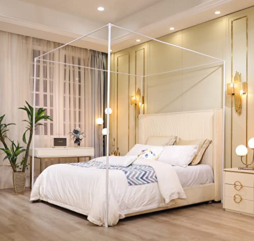 Mengersi Canopy Bed Frame Queen SizeBed Canopy Frame Post PolesCanopy Bed Curtains Frame Bracket Fit for Metal Bed Wood Bed Bedroom DecorWhite - Image 3