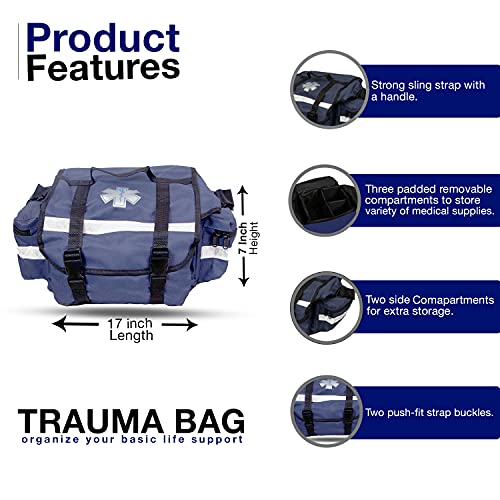 PrimaCare KB-RO74-B First Responder Bag for Trauma, 17" x 9" x 7", Blue - Image 3