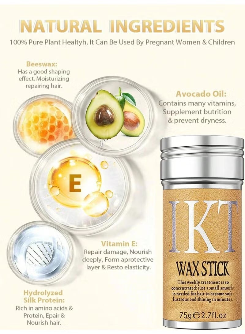 اي كي تي عصا شمع تثبيت وترتيب الشعر – واكس ستيك لتهذيب الشعر المتطاير وتنعيم الباروكات بدون دهون - Image 1