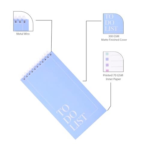 Papboo Easy to Carry To-Do List, Planner, Check list With 80 Printed Sheets Matte Finished Cover (Sky Blue) - Image 3