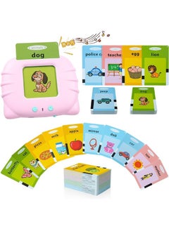 Educational Learning Toys for 2-6 Year Old Kids, Listen and Learn Literacy Audible Flash Cards for Kid, 112 Pieces Talking Audio Flashcards with Sound Effects Contains 224 Sight Words (Pink)