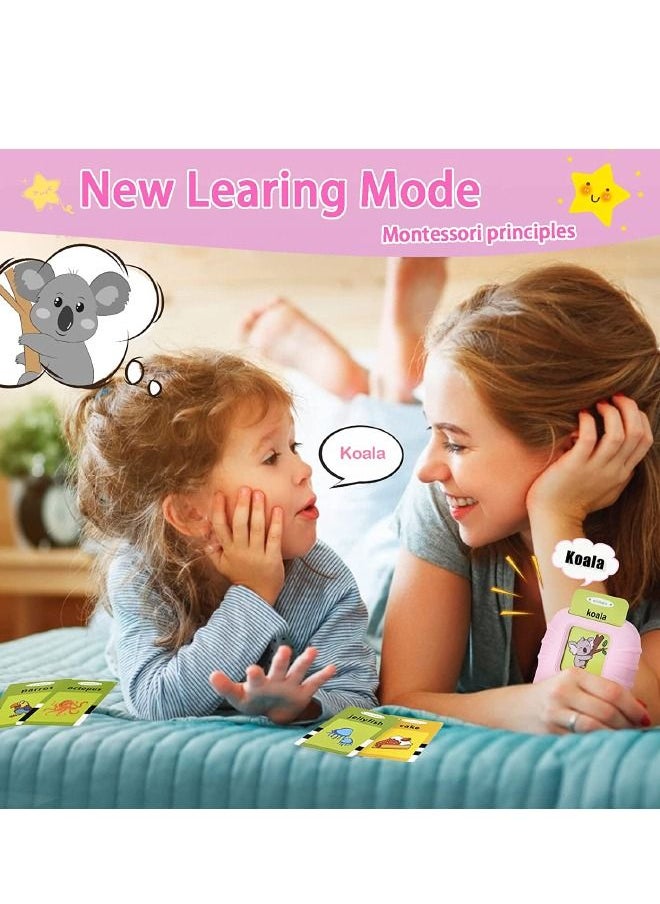 Generic - Educational Learning Toys for 2-6 Year Old Kids, Listen and Learn Literacy Audible Flash Cards for Kid, 112 Pieces Talking Audio Flashcards with Sound Effects Contains 224 Sight Words (Pink) - Image 1
