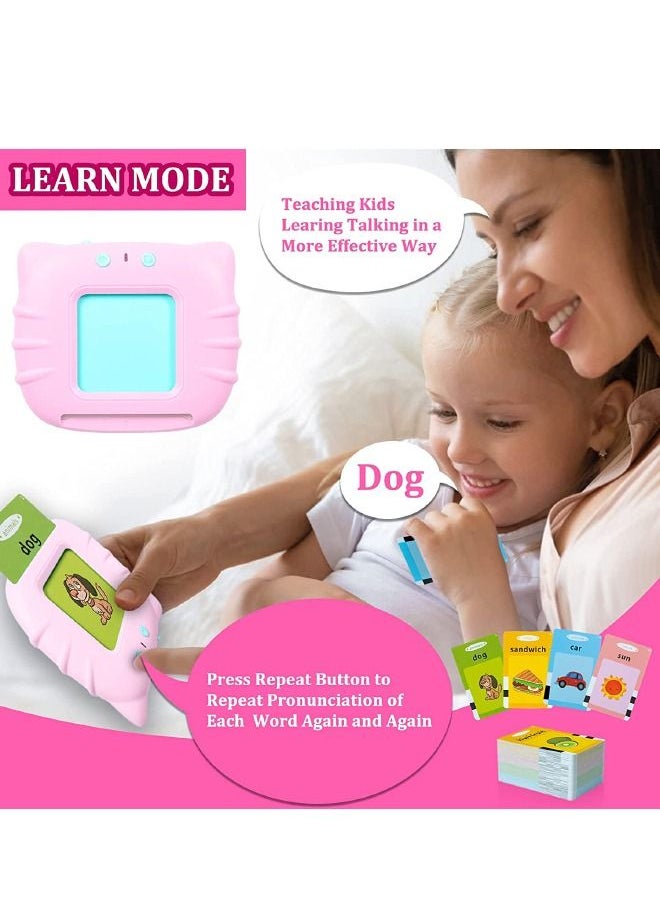 Generic - Educational Learning Toys for 2-6 Year Old Kids, Listen and Learn Literacy Audible Flash Cards for Kid, 112 Pieces Talking Audio Flashcards with Sound Effects Contains 224 Sight Words (Pink) - Image 1