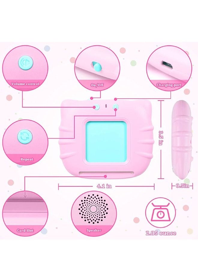 Generic - Educational Learning Toys for 2-6 Year Old Kids, Listen and Learn Literacy Audible Flash Cards for Kid, 112 Pieces Talking Audio Flashcards with Sound Effects Contains 224 Sight Words (Pink) - Image 1