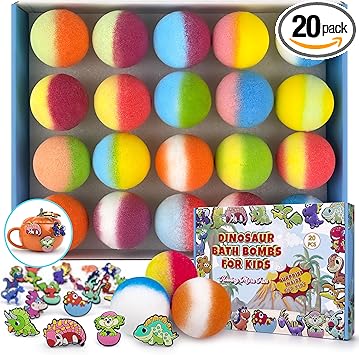 PickMora 20PCS Bath Bombs with Dinosaur Suction Toys Inside Colorful Bubble Fizzy for Toddlers Natural Organic Bath Bombs for Girls and Boys at Birthday Easter - Image 1