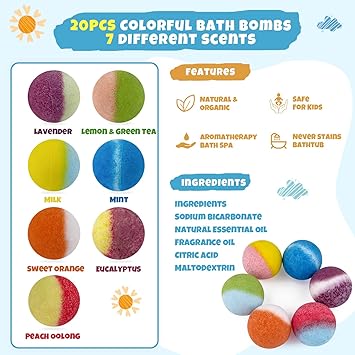 PickMora 20PCS Bath Bombs with Dinosaur Suction Toys Inside Colorful Bubble Fizzy for Toddlers Natural Organic Bath Bombs for Girls and Boys at Birthday Easter - Image 5