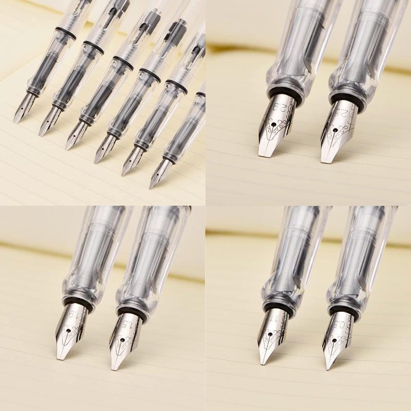 Lanxivi Yongsheng Calligraphy Fountain Pen Set Transparent Clear, 6 Assorted Tip Sizes for Art Drawing and Writing Signature - Image 3