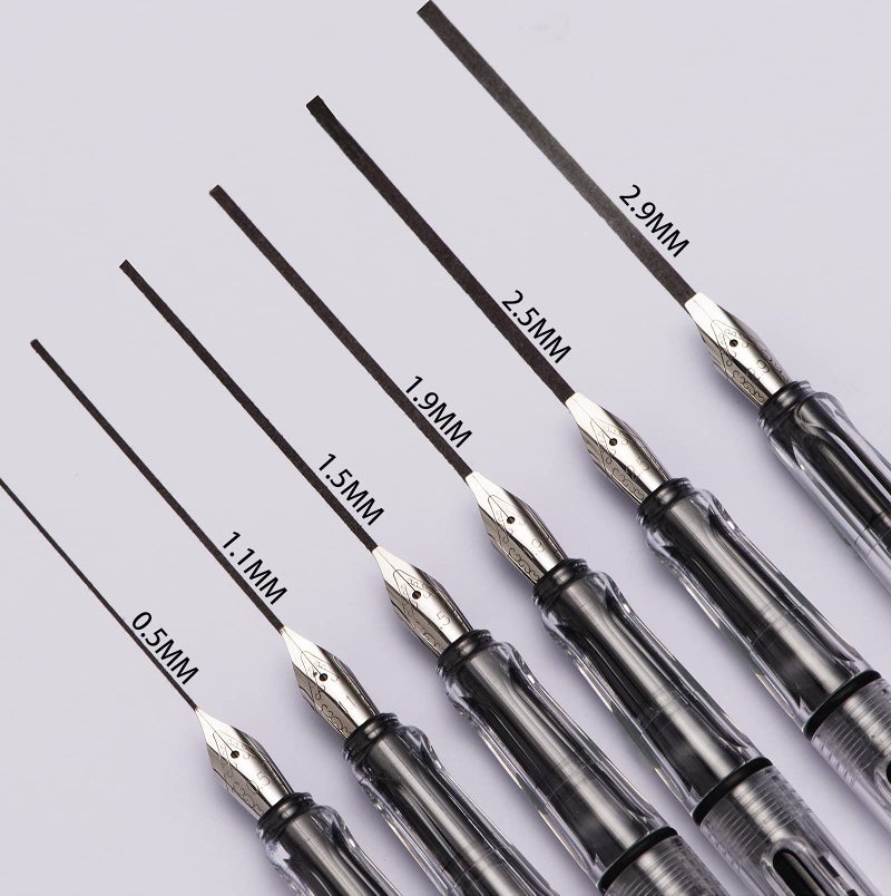 Lanxivi Yongsheng Calligraphy Fountain Pen Set Transparent Clear, 6 Assorted Tip Sizes for Art Drawing and Writing Signature - Image 2