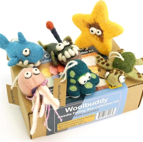 Woolbuddy Needle Felting Kit - Sea Animals for Beginners, Adults & Kids, Includes Wool Roving, Felting Needles, Pad, and Instructions - Image 4