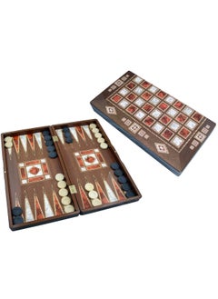 Star Backgammon Set Large 25.4 x 48 cm, Mother of Pearl Board, Lightweight Polyester Design with Magnetic Lock, Travel Friendly, Made in Turkey  - Image 1