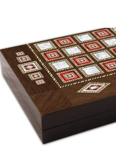 Star Backgammon Set Large 25.4 x 48 cm, Mother of Pearl Board, Lightweight Polyester Design with Magnetic Lock, Travel Friendly, Made in Turkey  - Image 4