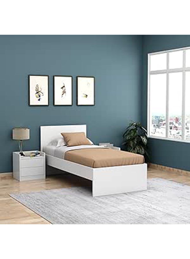 RIGID Wooden Single Bed Frame with Headboard Strong & Sturdy MDF Wood Bed Stylish & Durable Sleeping Furniture for Bedroom, Living Room, Hallway (White, 207L x 97W x 90H CM), Known Down Condition - Image 1