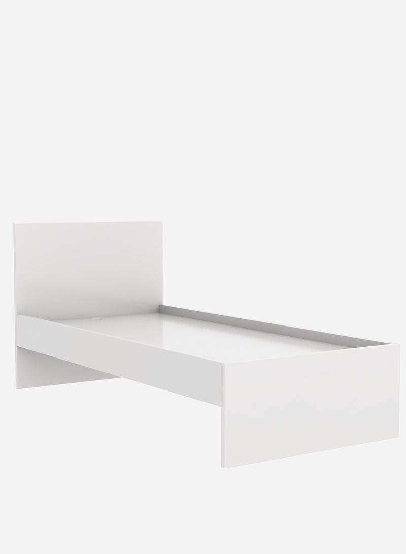 RIGID Wooden Single Bed Frame with Headboard Strong & Sturdy MDF Wood Bed Stylish & Durable Sleeping Furniture for Bedroom, Living Room, Hallway (White, 207L x 97W x 90H CM), Known Down Condition - Image 2