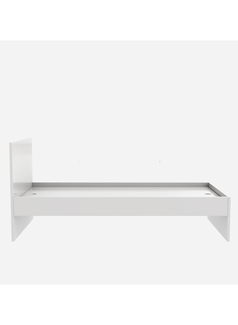RIGID Wooden Single Bed Frame with Headboard Strong & Sturdy MDF Wood Bed Stylish & Durable Sleeping Furniture for Bedroom, Living Room, Hallway (White, 207L x 97W x 90H CM), Known Down Condition - Image 4