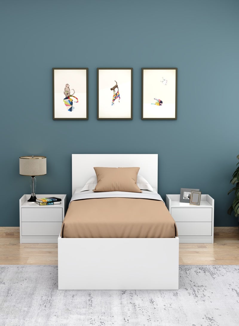 RIGID Wooden Single Bed Frame with Headboard Strong & Sturdy MDF Wood Bed Stylish & Durable Sleeping Furniture for Bedroom, Living Room, Hallway (White, 207L x 97W x 90H CM), Known Down Condition - Image 5