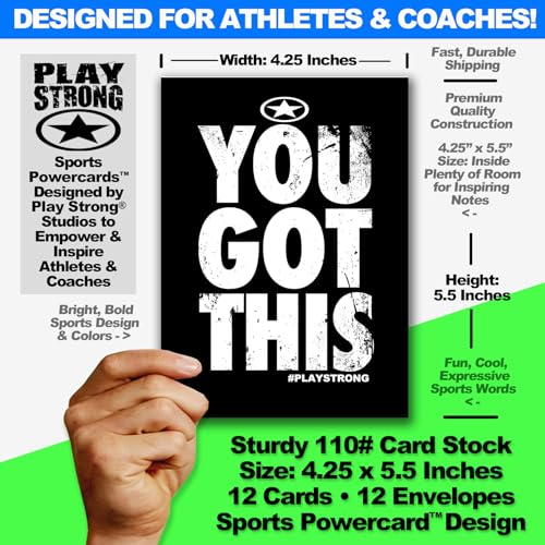 Play Strong 12-Pack 'YOU GOT THIS' Sports Note Cards – Motivational Greeting Cards for Athletes & Coaches (4.25x5.5 in) – Sports Powercards Empower the Champion Within! - Image 3