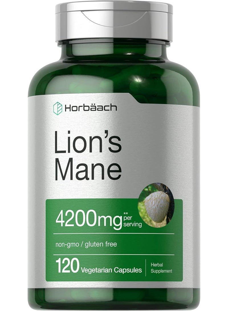 Horbäach Lions Mane Mushroom Extract | 4200mg | 120 Capsules | Vegetarian, Non-GMO, Gluten Free Supplement | by Horbaach - Image 1