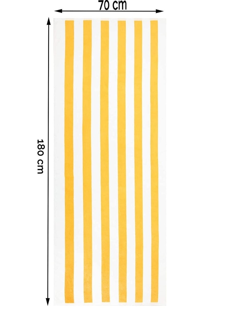 SIGNOOLA Two Stripes Towel 100% Cotton , 2 Pool Yellow Stripe , 70 X 180cm  - Image 3