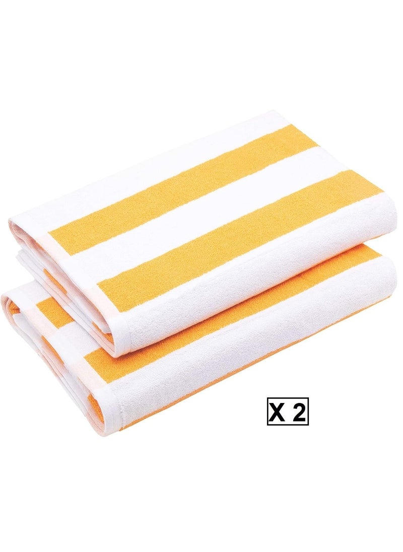 SIGNOOLA Two Stripes Towel 100% Cotton , 2 Pool Yellow Stripe , 70 X 180cm  - Image 5