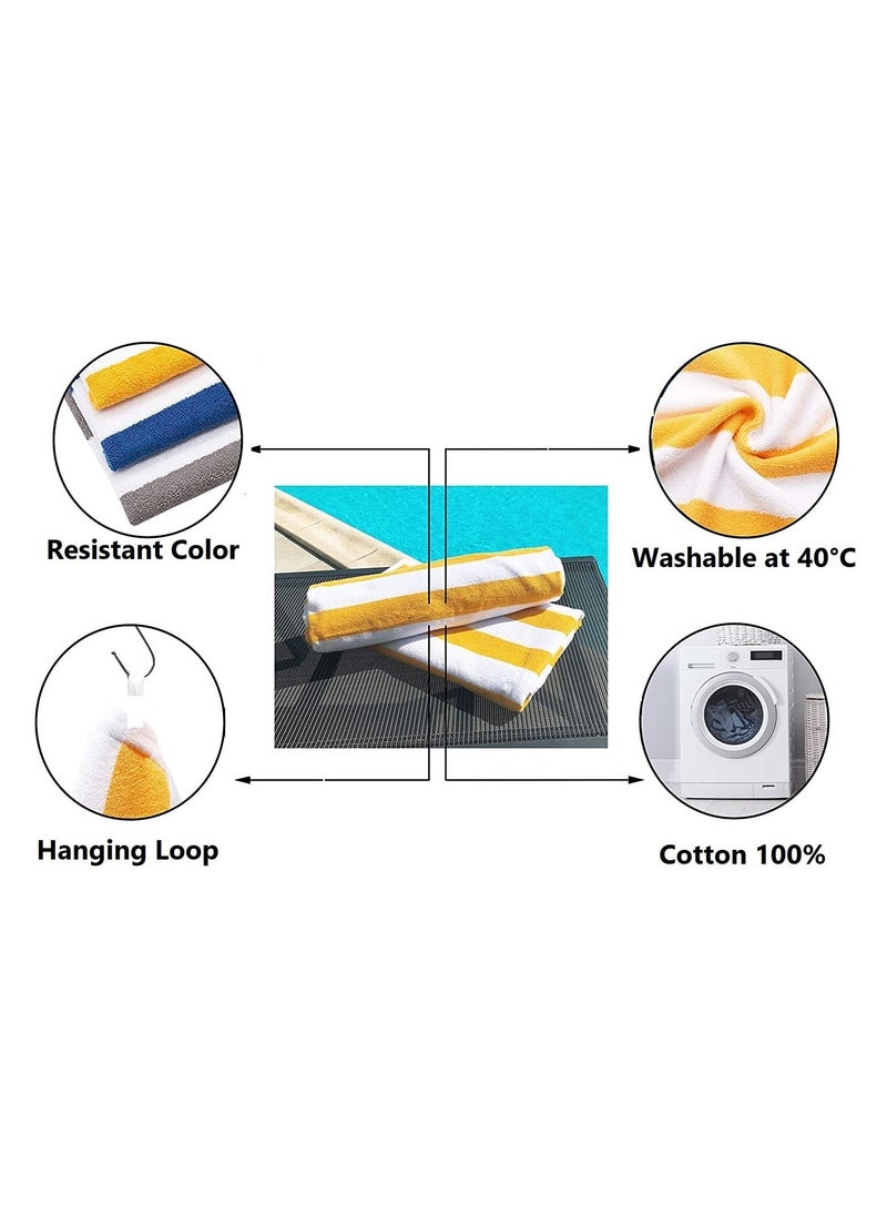 SIGNOOLA Two Stripes Towel 100% Cotton , 2 Pool Yellow Stripe , 70 X 180cm  - Image 2