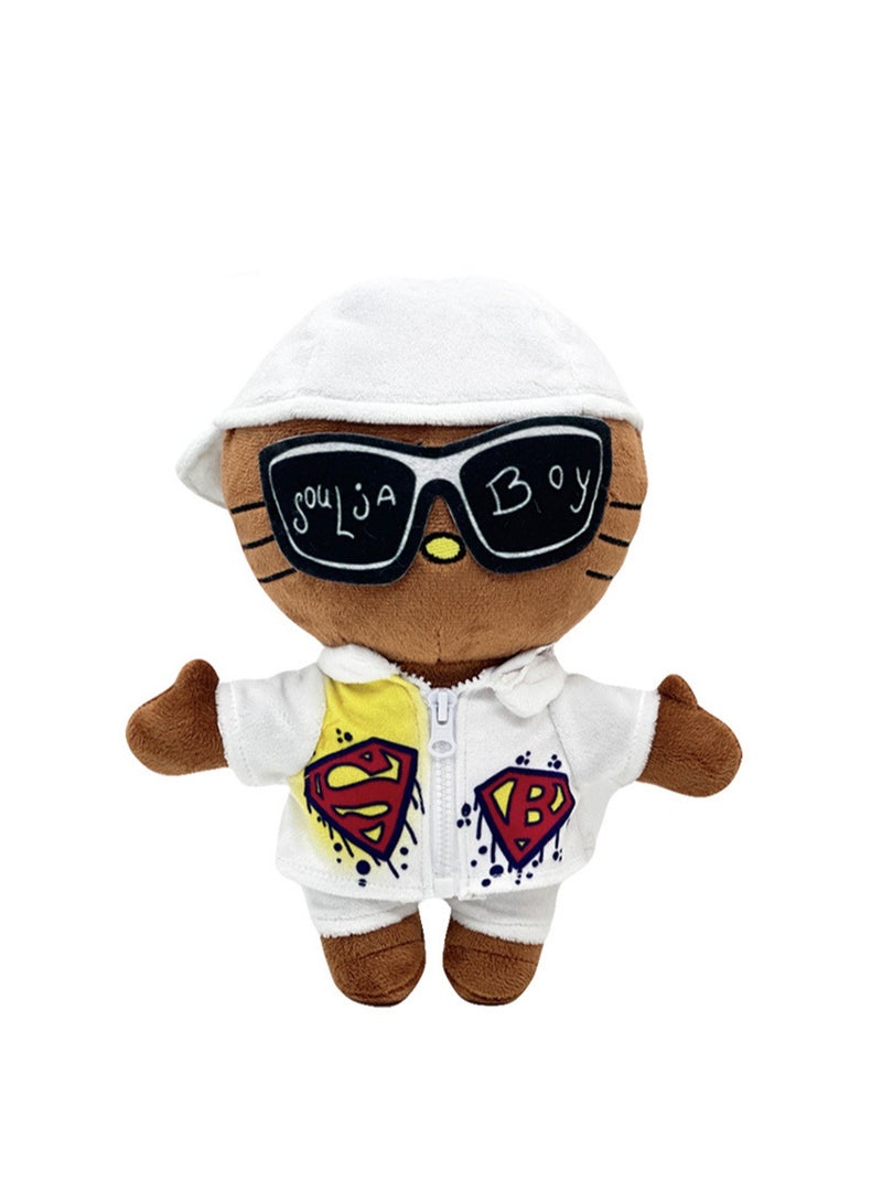 Children's Toy Kitten Series Plush Doll Doll (men's White Sweatshirt And Sunglasses)  - Image 1