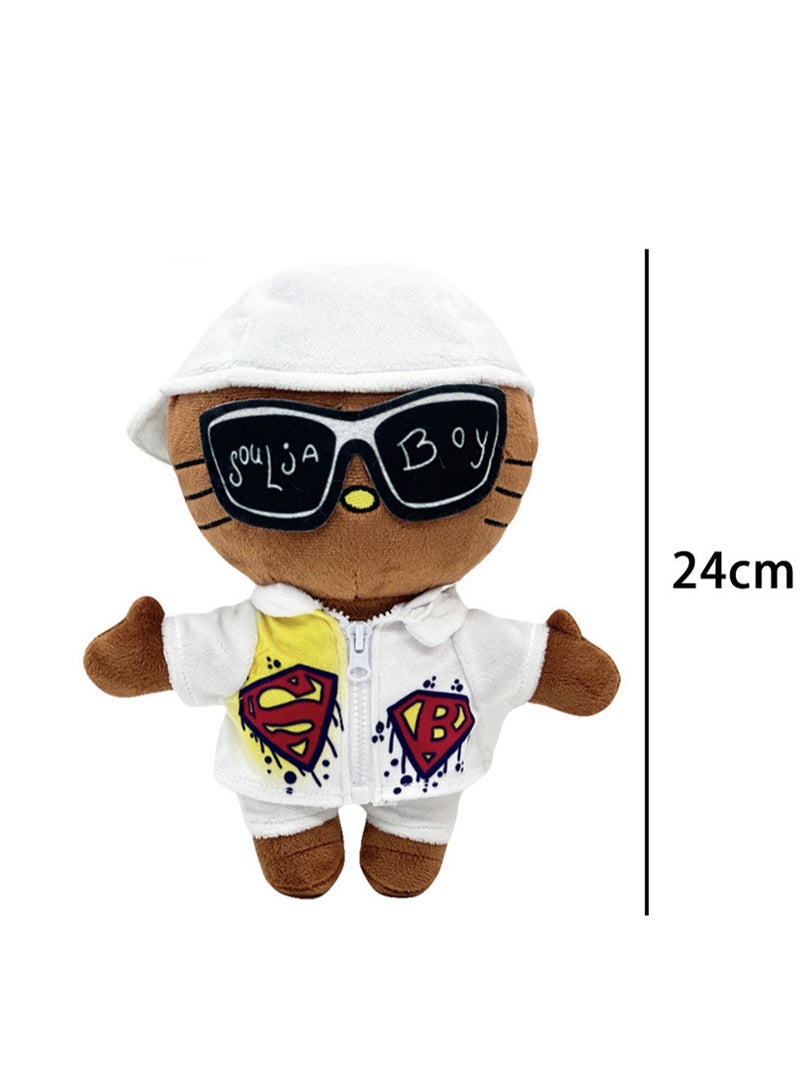 Children's Toy Kitten Series Plush Doll Doll (men's White Sweatshirt And Sunglasses)  - Image 2