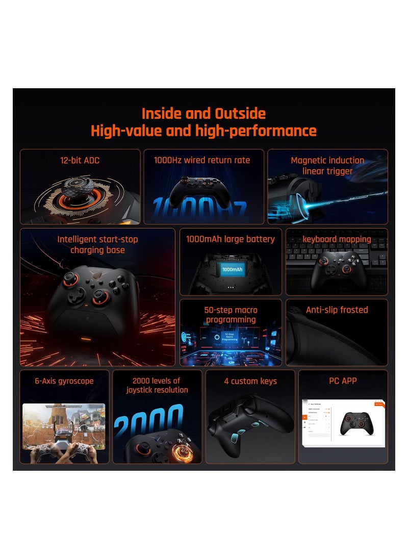 Generic - Wireless Gaming Controller for PC, Switch, iOS, and Android - Features Motion Aiming, Hall Trigger, 4 Custom Buttons, and Charging Dock - Dual Shock Controller for Ultimate Gaming Experience. - Image 1