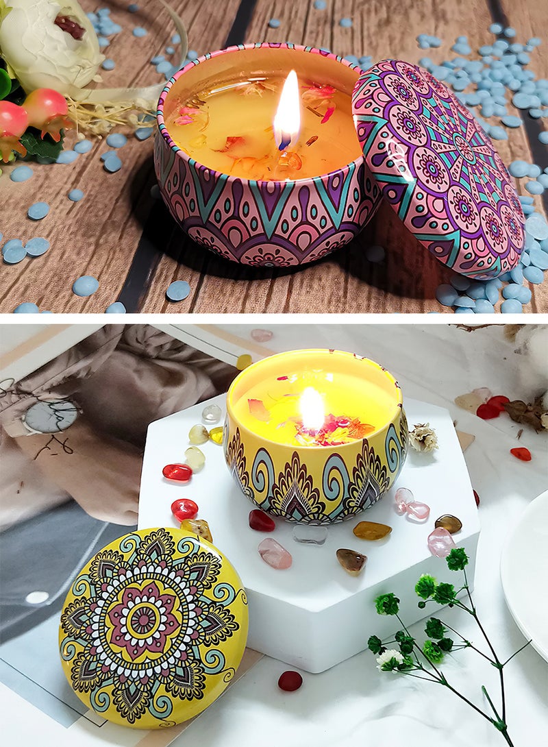 شموع معطرة، عبوة من 4 شموع عطرية مع زيت عطري، شموع الصويا، تدوم 48 ساعة، مثالية لأعياد الميلاد وحفلات العروس وحفلات الانتقال إلى منزل جديد (على الطراز العرقي)  - Image 5