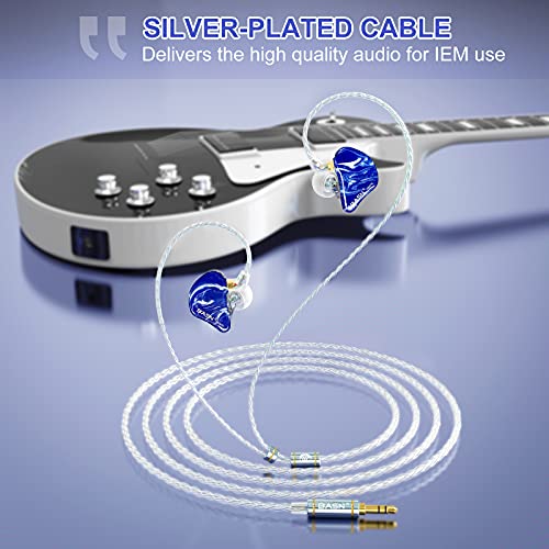 BASN MMCX in Ear Monitor Headphones for Musicians, Professional Triple Driver Earphones with IEM Case and Memory Foam Tips (Ice Blue) - Image 3