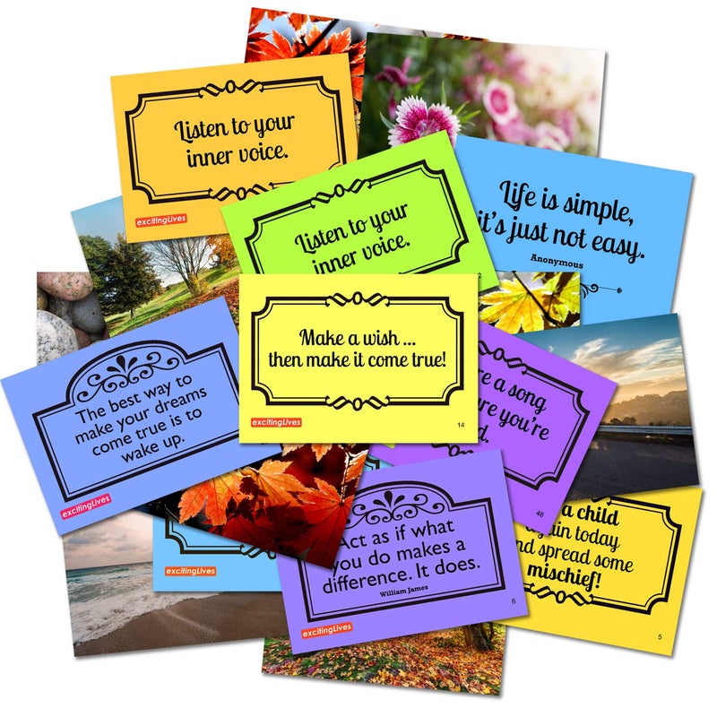 exciting Lives Motivational Cards Box- 60 Inspirational Cards, Motivational Cards, Inspirational Note Cards, Motivational Quote Cards, Kindness Cards, Inspirational Quote Cards, Christmas Gifts - Image 2