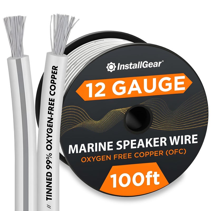 InstallGear 12 Gauge Speaker Wire Cable - 100ft White for Outdoor, Automotive & Marine - Image 2