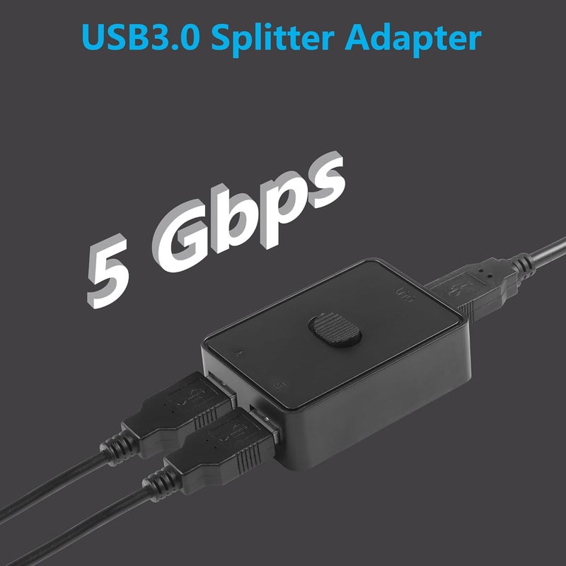 CERRXIAN محدد مفتاح CERRXIAN USB30 محول USB KVM مفتاح ثنائي الاتجاه لمشاركة USB 2 في 1 خارج 1 في 2 خارج مفتاح USB 2 كمبيوترات تشارك لوحة المفاتيح والفأرة والماسح الضوئي والطابعة - Image 3